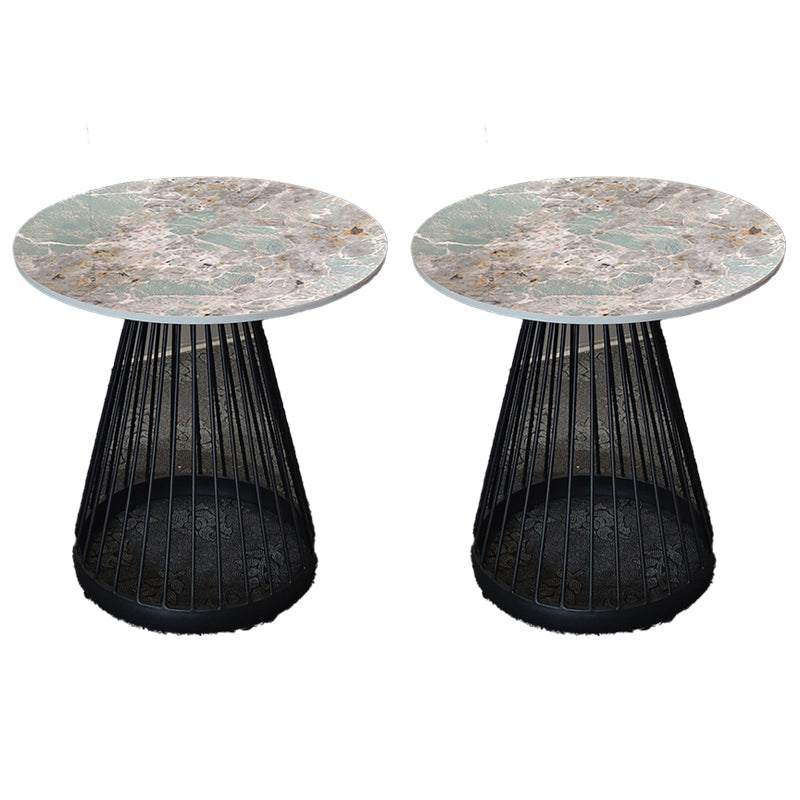 Modern Frame Side Table Slate Round Sofa End Table for Living Room
