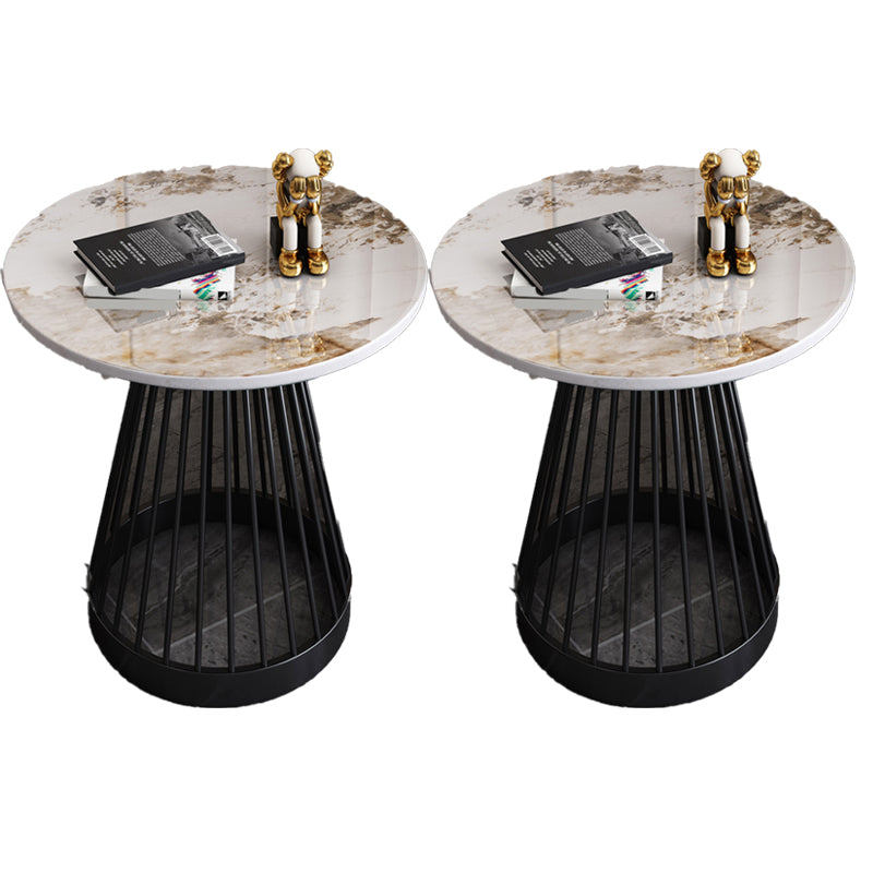 Modern Frame Side Table Slate Round Sofa End Table for Living Room