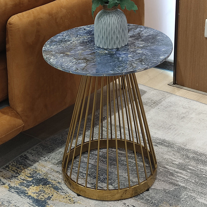 Modern Frame Side Table Slate Round Sofa End Table for Living Room
