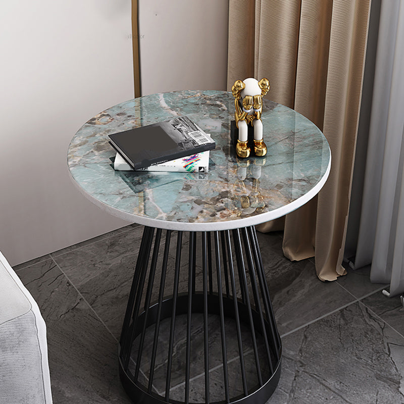 Modern Frame Side Table Slate Round Sofa End Table for Living Room