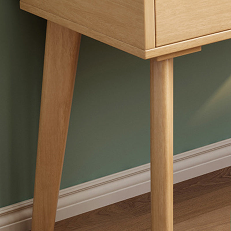Solid Wood Mirrored Vanity and Stool Scandinavian Dressing Table