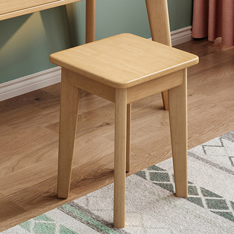 Solid Wood Mirrored Vanity and Stool Scandinavian Dressing Table