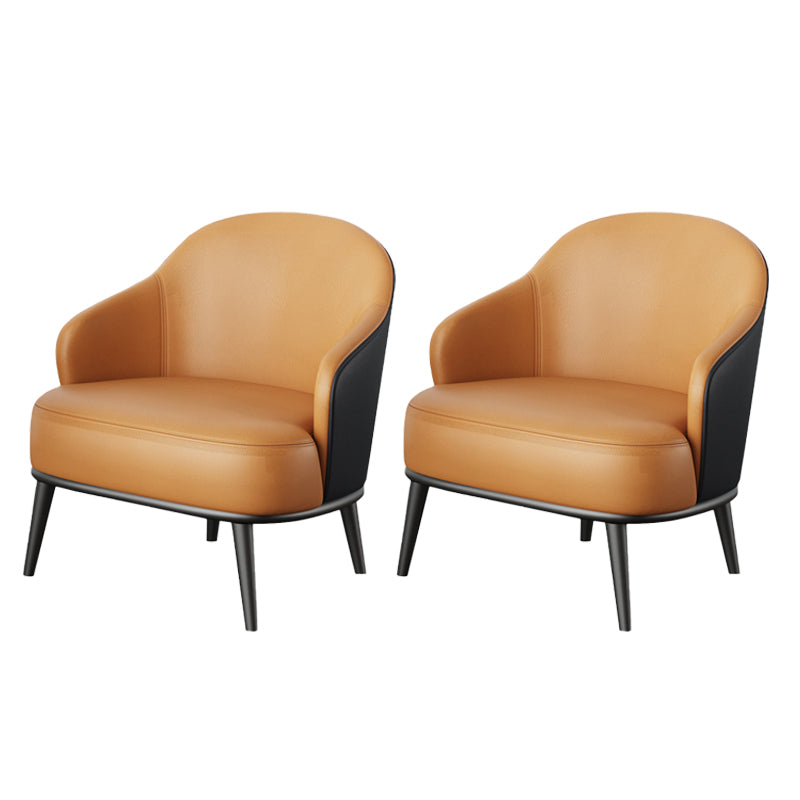 Contemporary Leather Arms Included Sloped Arms Accent Armchair