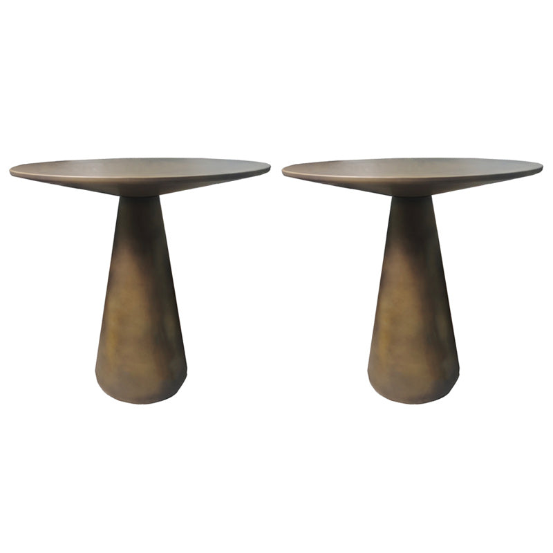 Round Pedestal Base Metal Table Medieval Modern Style Side Table