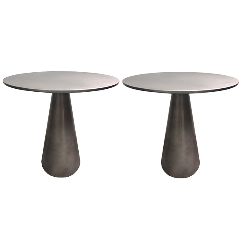 Round Pedestal Base Metal Table Medieval Modern Style Side Table