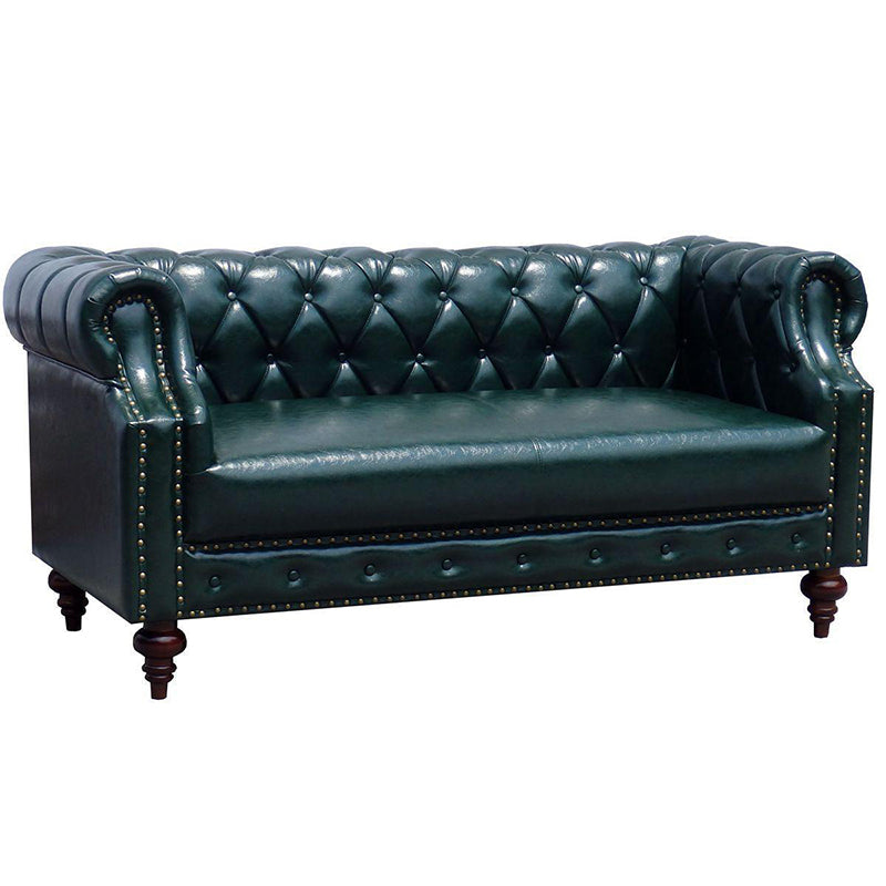 29.13" Wide Tuxedo Arm Sofa Contemporary Genuine Leather Sofa with Tufted Back