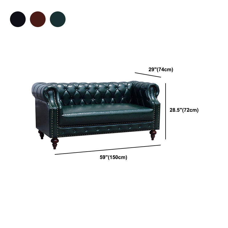 29.13" Wide Tuxedo Arm Sofa Contemporary Genuine Leather Sofa with Tufted Back