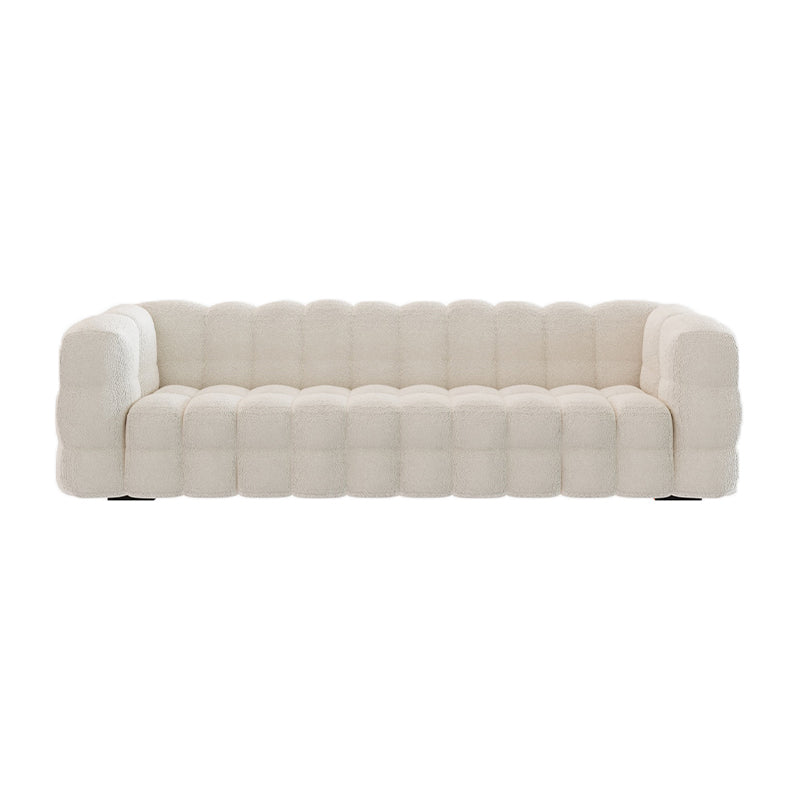 Pillow Sewn Back Sofa Contemporary Tuxedo Arm White Wool - 39.37" D