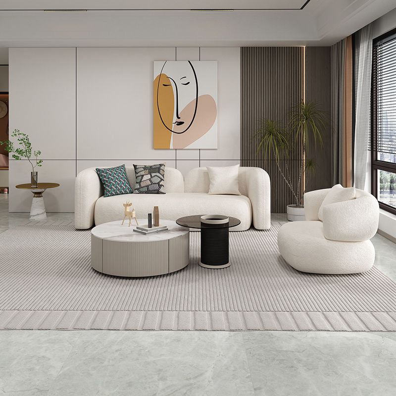 Wool White Tuxedo Arm Sofa Contemporary Standard Sofa with Tight Back