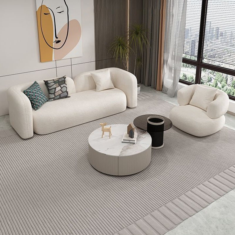 Wool White Tuxedo Arm Sofa Contemporary Standard Sofa with Tight Back