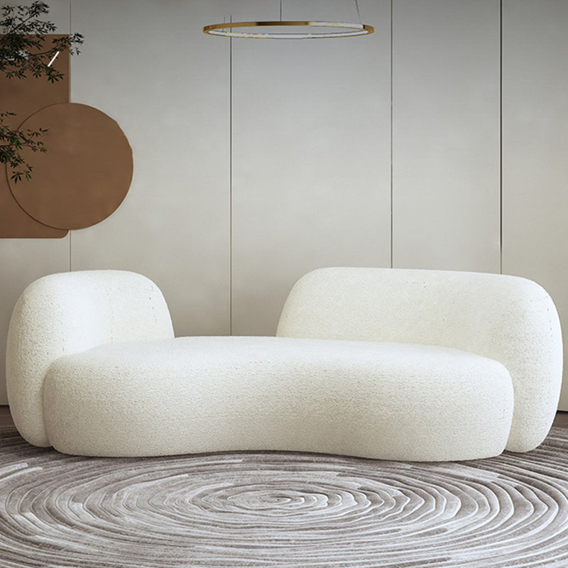 28.35" High Curved Tuxedo Arm Sofa Modern Style White Wool Seating