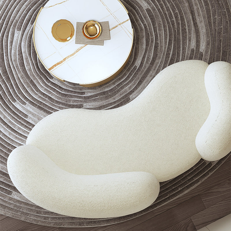 28.35" High Curved Tuxedo Arm Sofa Modern Style White Wool Seating