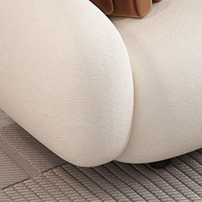 Modern Rolled Arm Sofa White Velvet Sofa for Living Room, Apartment