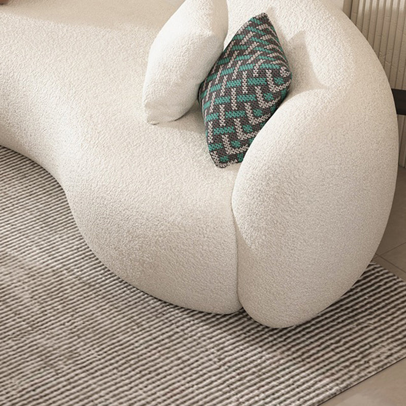 Recessed Arm Curved Sofa for Apartment Beige Contemporary Sofa