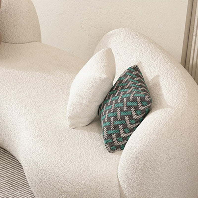 Recessed Arm Curved Sofa for Apartment Beige Contemporary Sofa