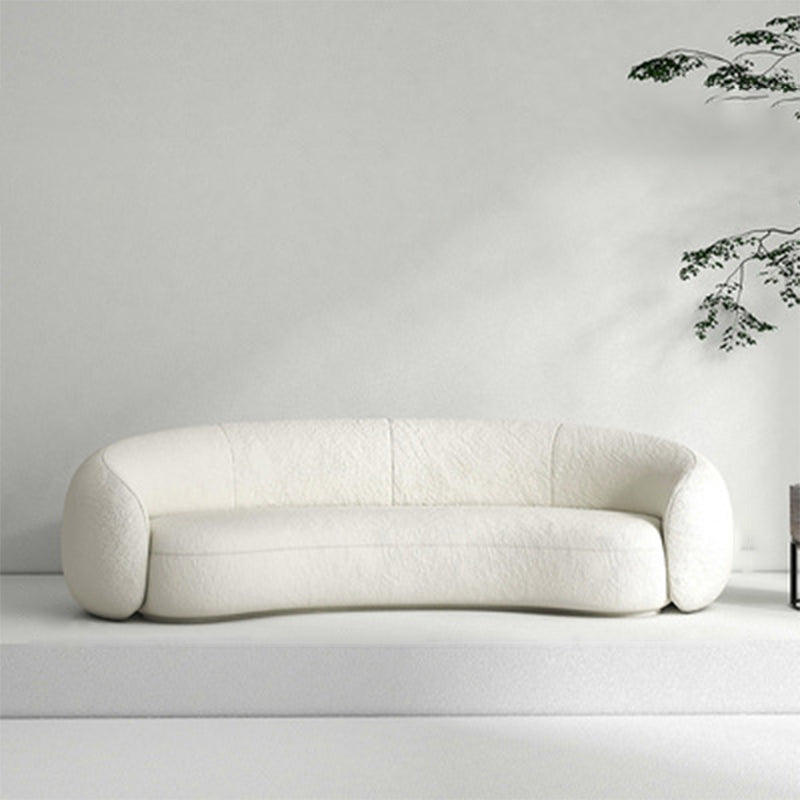 Contemporary Curved Wool Sofa Sloped Armed Sofa in White of 27.56" H