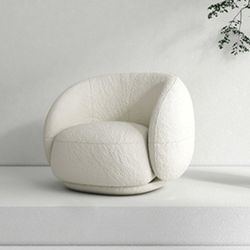 Contemporary Curved Wool Sofa Sloped Armed Sofa in White of 27.56" H