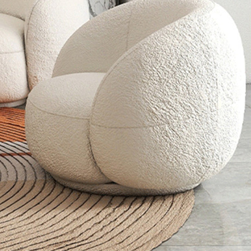 Contemporary Curved Wool Sofa Sloped Armed Sofa in White of 27.56" H