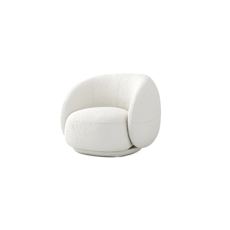 Contemporary Curved Wool Sofa Sloped Armed Sofa in White of 27.56" H