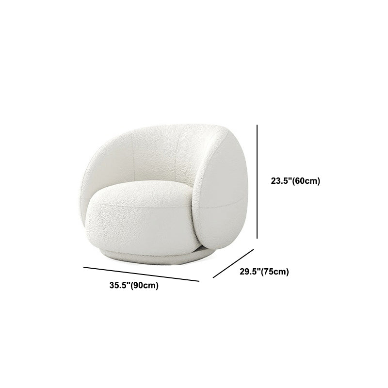 Contemporary Curved Wool Sofa Sloped Armed Sofa in White of 27.56" H