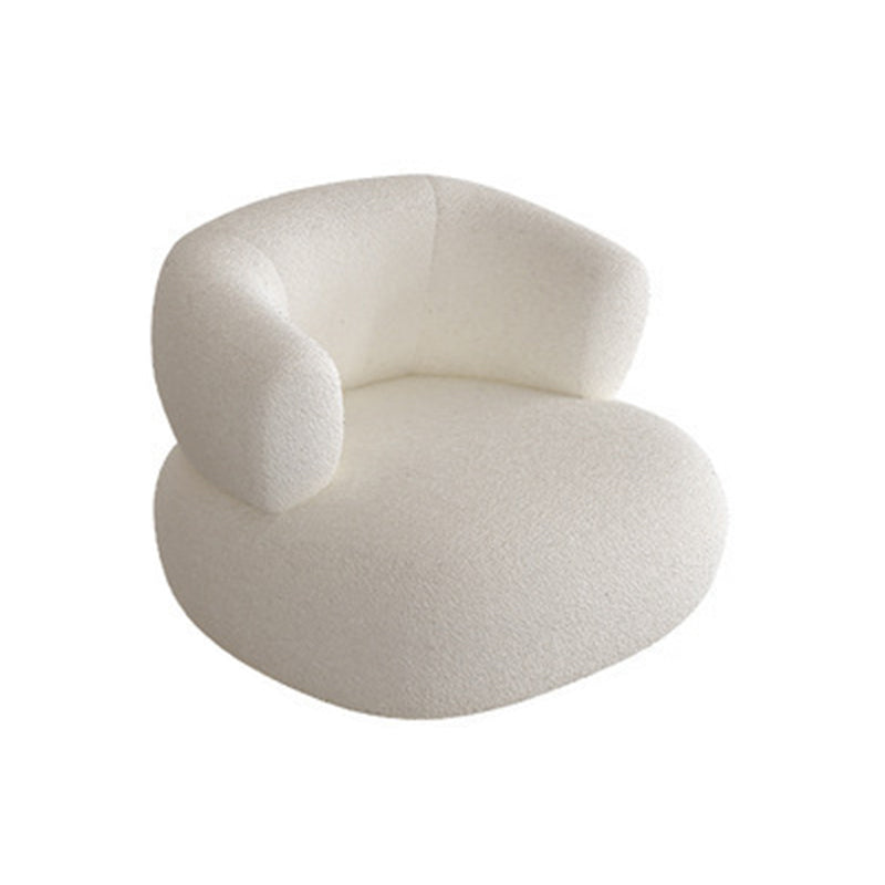 Curved Wool Sofa White Contemporary Sloped Armed Sofa - 33.46" D