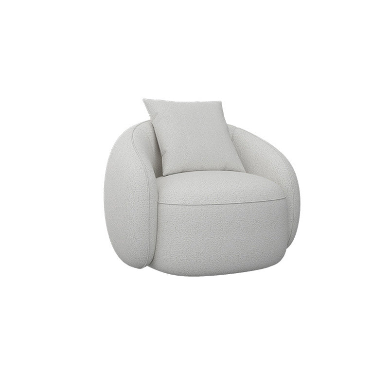 Curved Wool Sofa White Contemporary Sloped Armed Sofa - 33.46" D