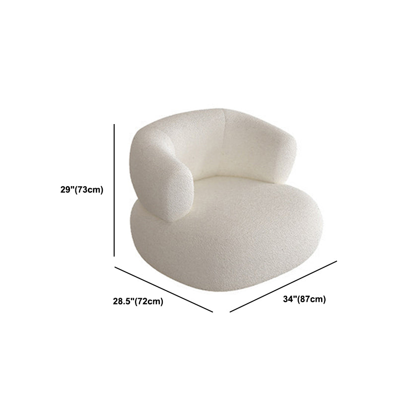 Curved Wool Sofa White Contemporary Sloped Armed Sofa - 33.46" D