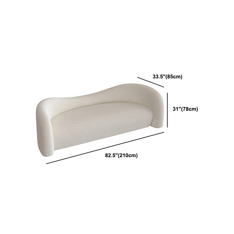 Curved Wool Sofa White Contemporary Sloped Armed Sofa - 33.46" D