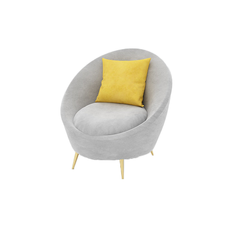 Velvet Modern Curved Sofa in Gray Sloped Arm Arm Seating with Pillows