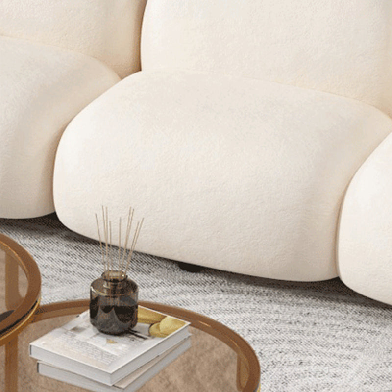 Square Arm Wool Sofa Modern Style 1/2/3-Seater Sofa in White