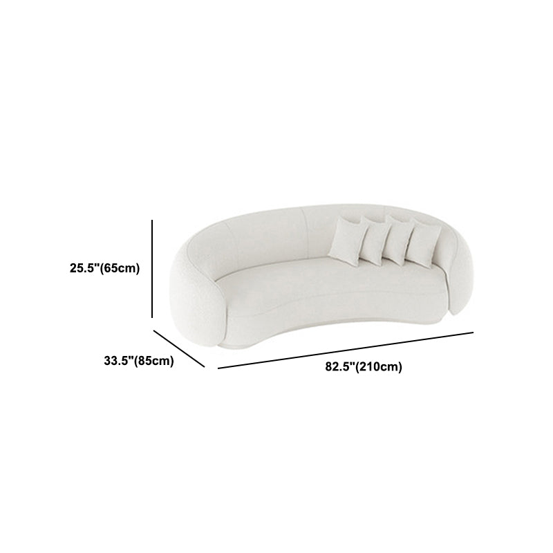 Contemporary Sloped Arm Sofa 25.6" H Curved Back Wool Sofa in White