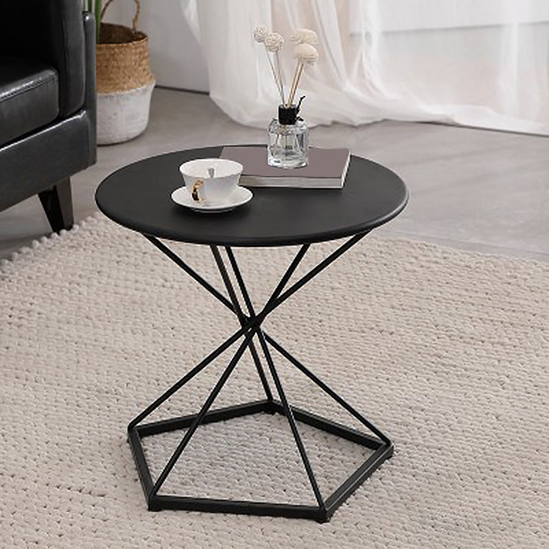 Mid-Century 19.6" Tall Round Top Side Table Metal Frame End Table