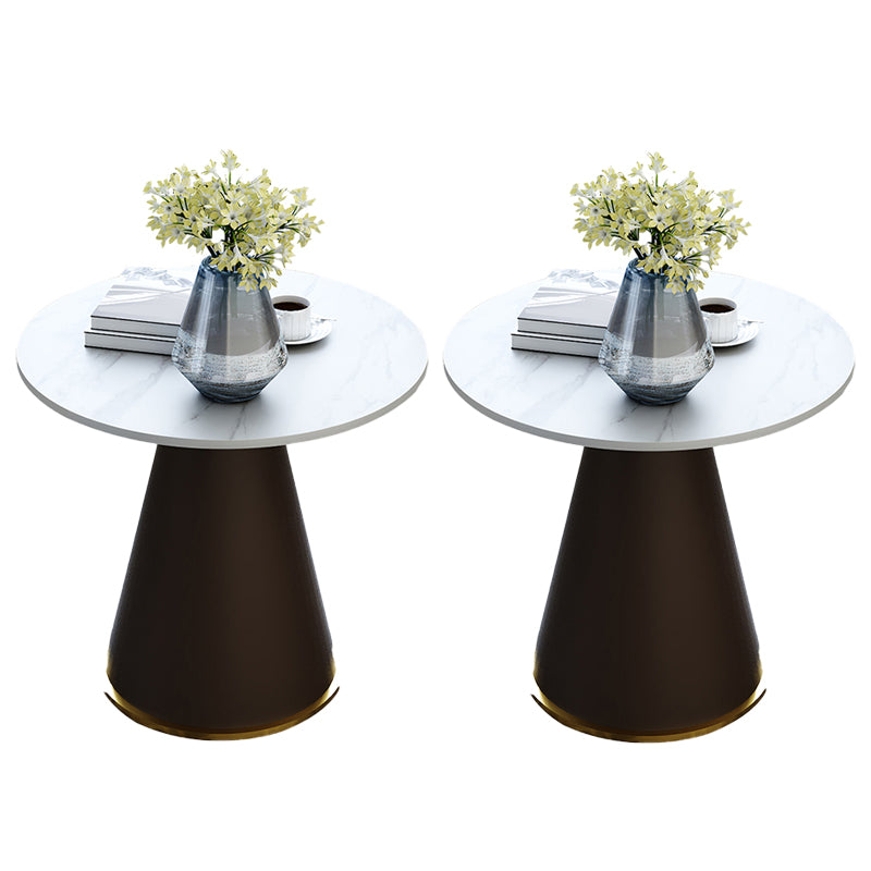 Minimalist Pedestal Side Table Round Slate Sofa End Table for Living Room