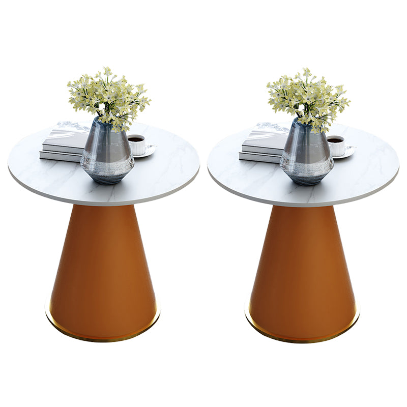 Minimalist Pedestal Side Table Round Slate Sofa End Table for Living Room