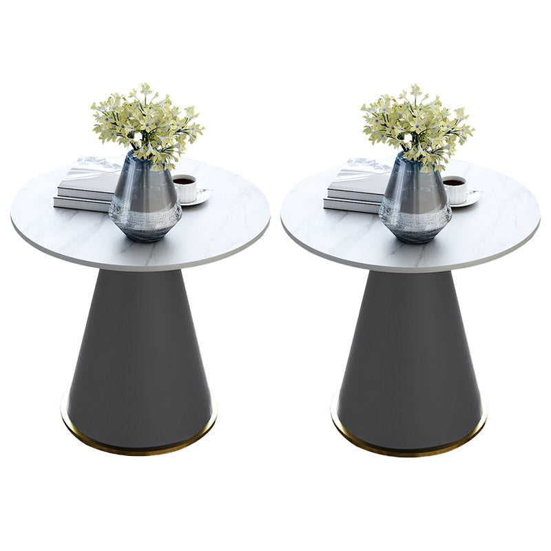 Minimalist Pedestal Side Table Round Slate Sofa End Table for Living Room