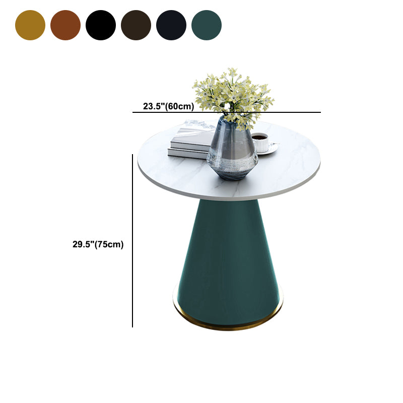 Minimalist Pedestal Side Table Round Slate Sofa End Table for Living Room
