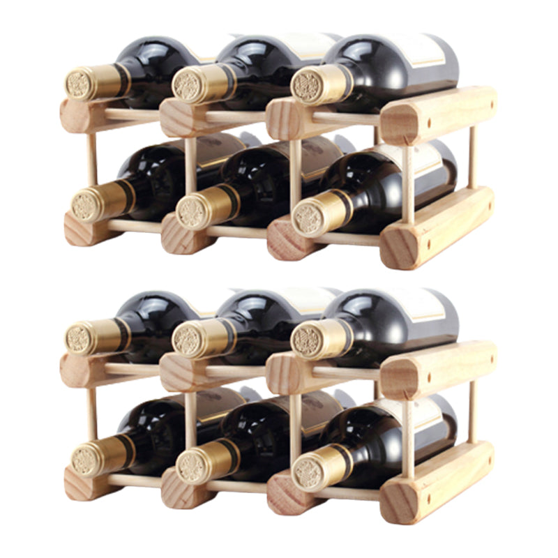 Solid Wood Bottle Rack in Natural Wood Pine Bottle Holder Modern 10.2"W