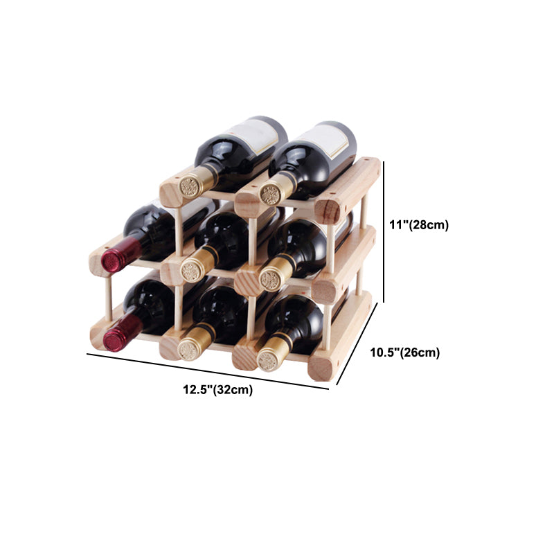 Solid Wood Bottle Rack in Natural Wood Pine Bottle Holder Modern 10.2"W