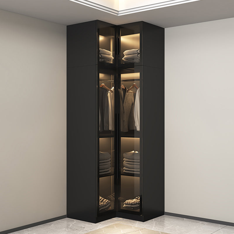 Modern Style Wardrobe Black Colour Glass Wardrobe Closet for Bedroom