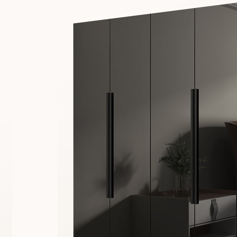 Modern Style Wardrobe Black Colour Glass Wardrobe Closet for Bedroom