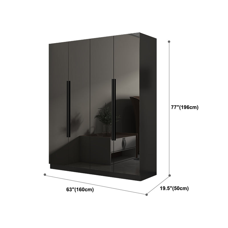 Modern Style Wardrobe Black Colour Glass Wardrobe Closet for Bedroom
