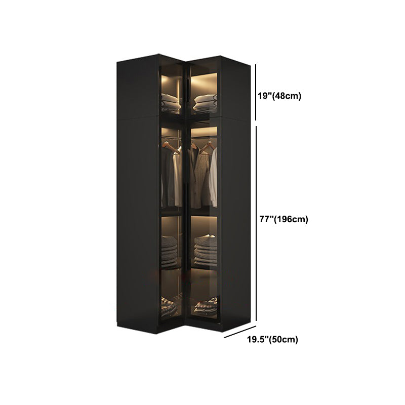 Modern Style Wardrobe Black Colour Glass Wardrobe Closet for Bedroom