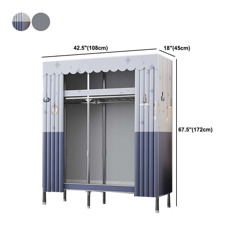 Modern Style Metal Wardrobe Bedroom Wardrobe Closet with Shelves