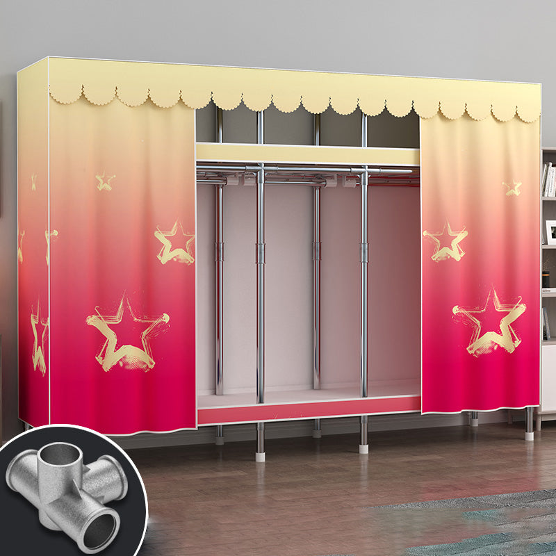 Modern Style Metal Wardrobe 2-Teir Bedroom Wardrobe Closet with Legs