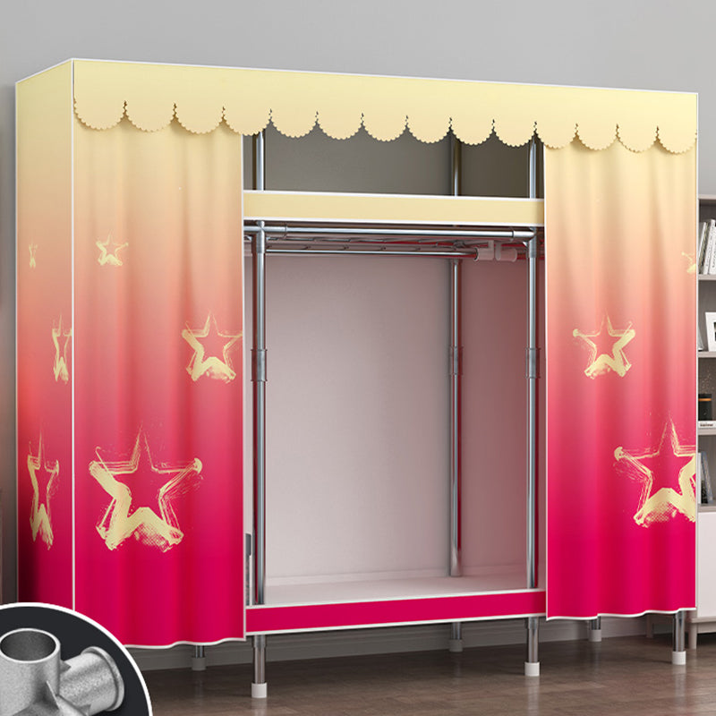 Modern Style Metal Wardrobe 2-Teir Bedroom Wardrobe Closet with Legs