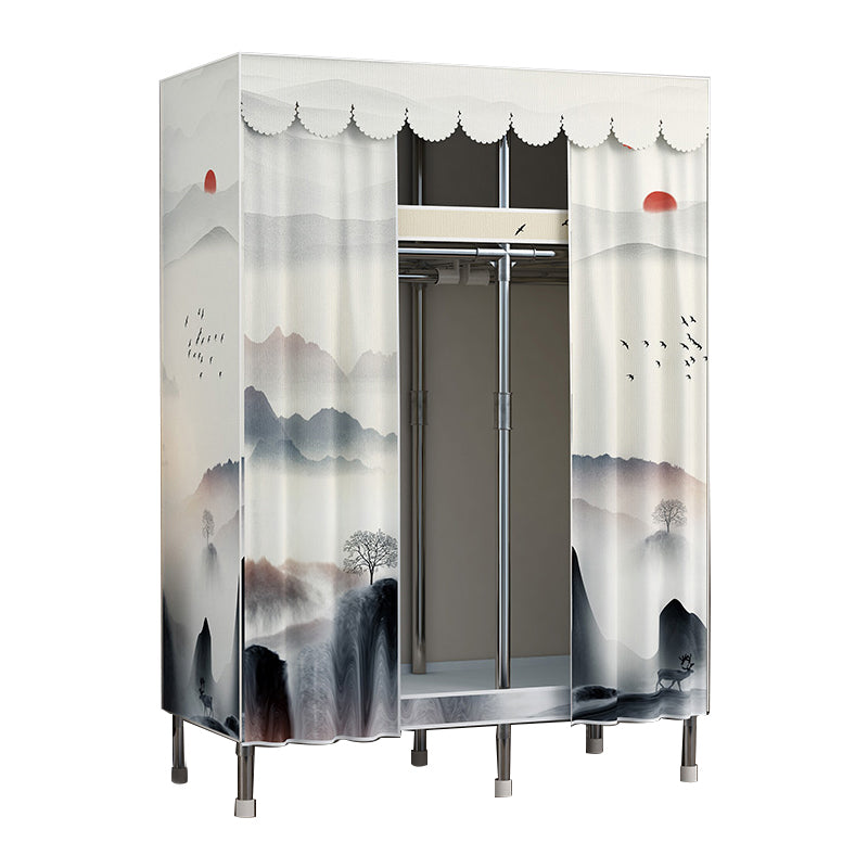 Modern Style Metal Wardrobe 2-Teir Bedroom Wardrobe Closet with Legs