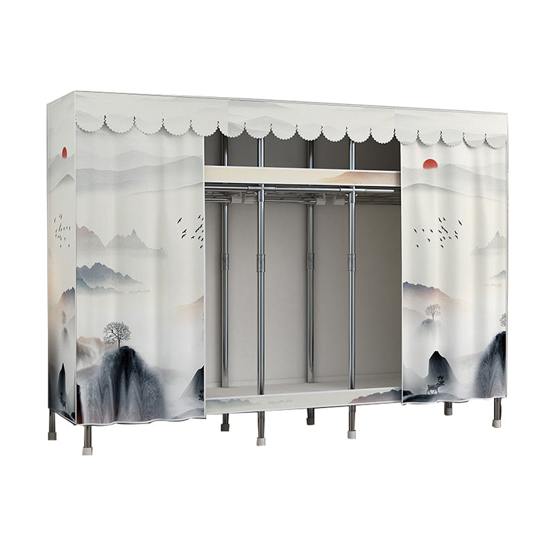 Modern Style Metal Wardrobe 2-Teir Bedroom Wardrobe Closet with Legs