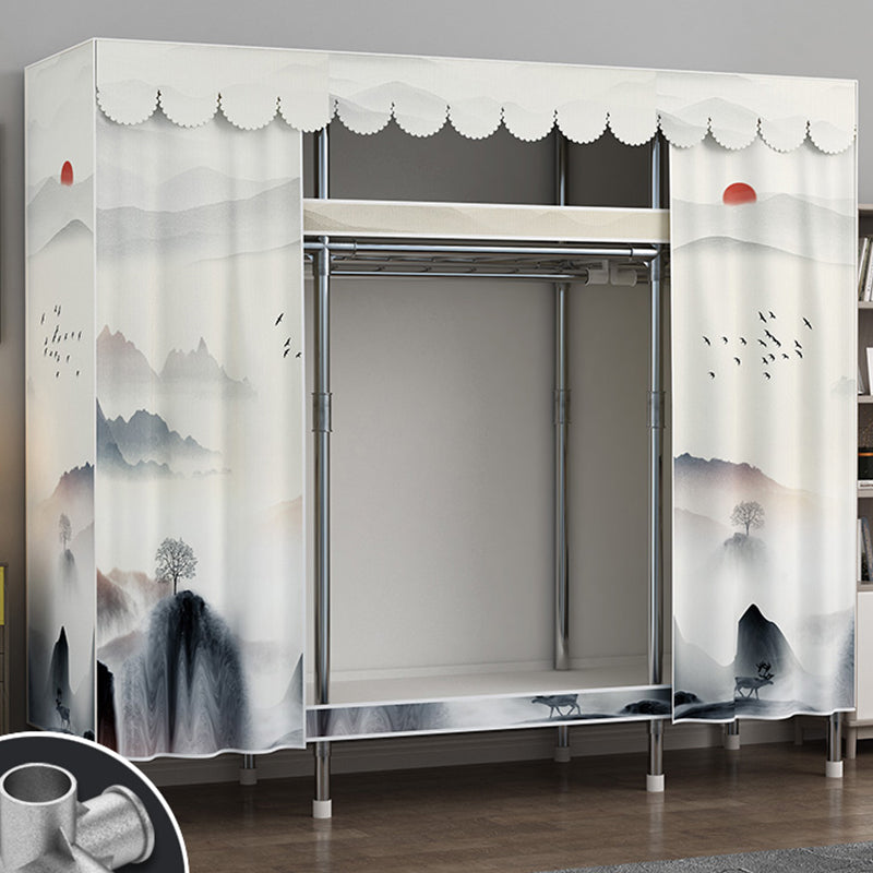 Modern Style Metal Wardrobe 2-Teir Bedroom Wardrobe Closet with Legs