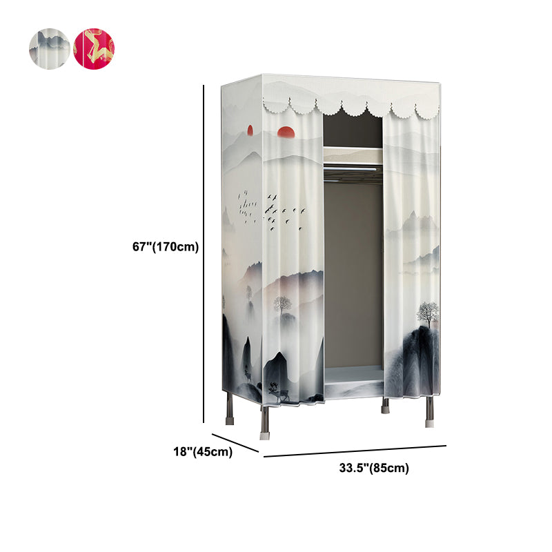 Modern Style Metal Wardrobe 2-Teir Bedroom Wardrobe Closet with Legs