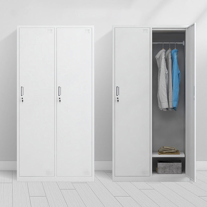 Modern Style Wardrobe White Metal Wardrobe Closet with Locks